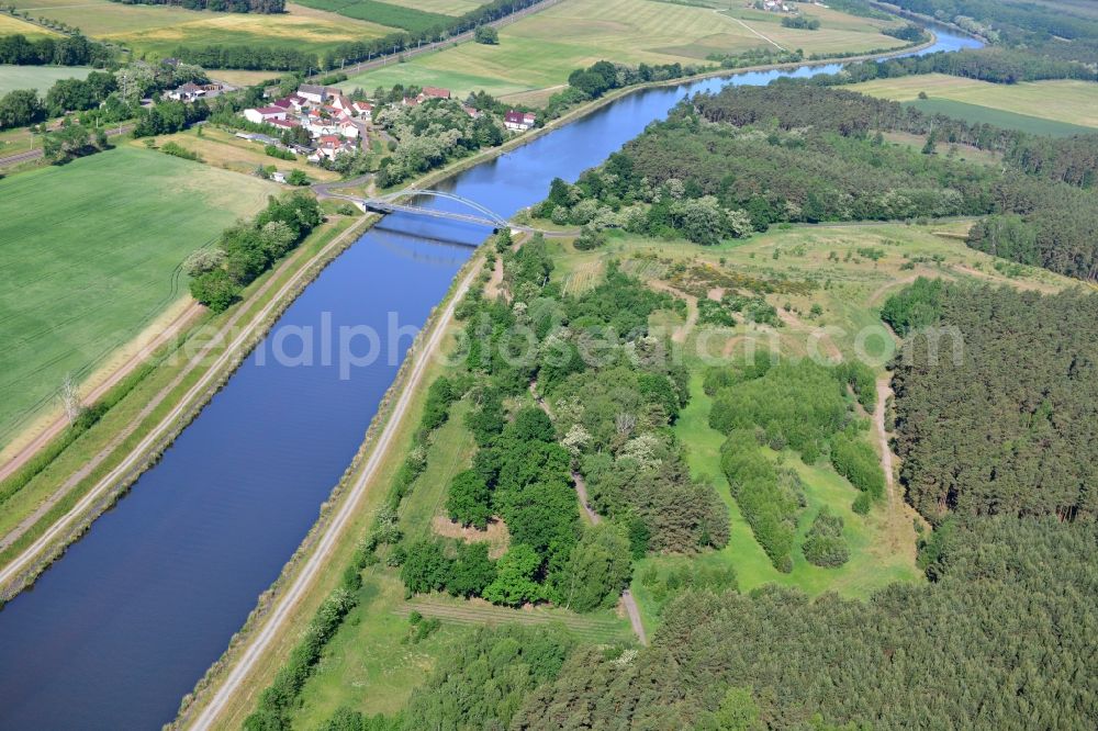 Kade from the bird's eye view: Deposition surface at the Kader bridge over the Elbe-Havel-Canel in the state Saxony-Anhalt