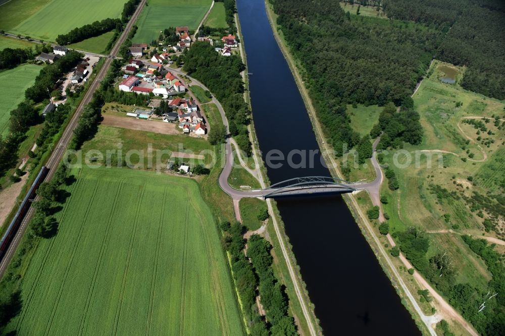 Kade from above - Deposition surface and Kader bridge over the Elbe-Havel-Canel in the state Saxony-Anhalt