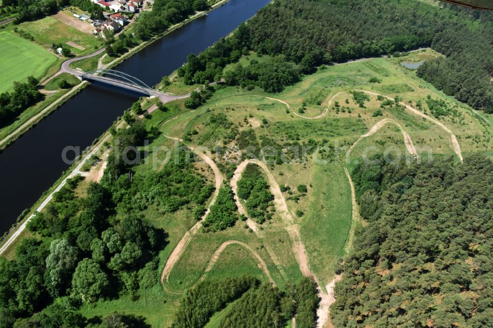 Aerial image Kade - Deposition surface and Kader bridge over the Elbe-Havel-Canel in the state Saxony-Anhalt