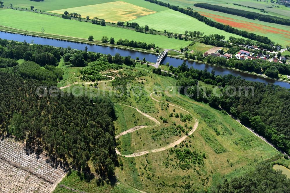 Aerial photograph Kade - Deposition surface and Kader bridge over the Elbe-Havel-Canel in the state Saxony-Anhalt