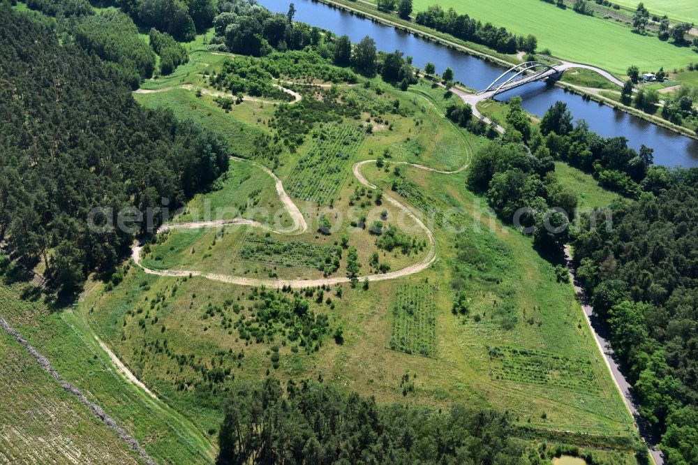 Kade from above - Deposition surface and Kader bridge over the Elbe-Havel-Canel in the state Saxony-Anhalt