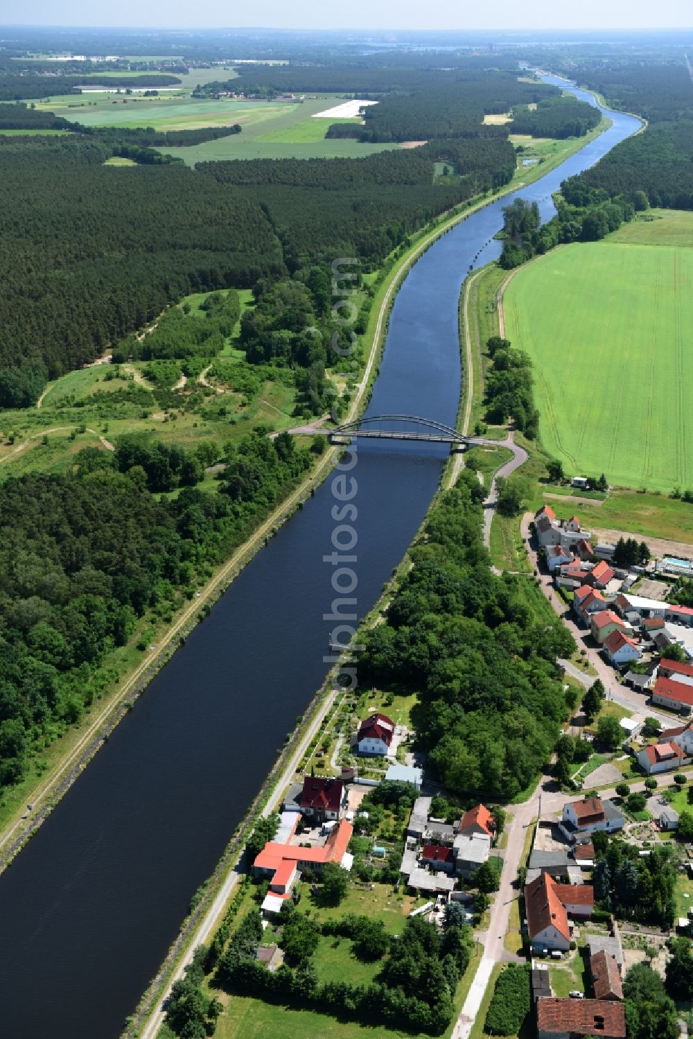 Kade from the bird's eye view: Deposition surface and Kader bridge over the Elbe-Havel-Canel in the state Saxony-Anhalt