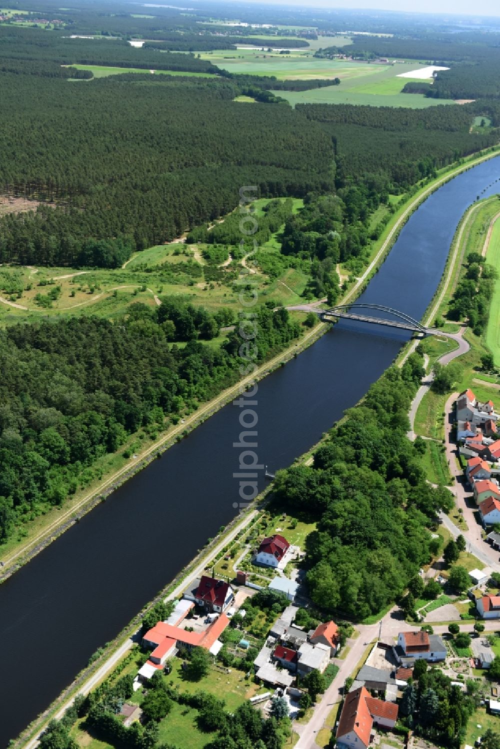 Aerial image Kade - Deposition surface and Kader bridge over the Elbe-Havel-Canel in the state Saxony-Anhalt