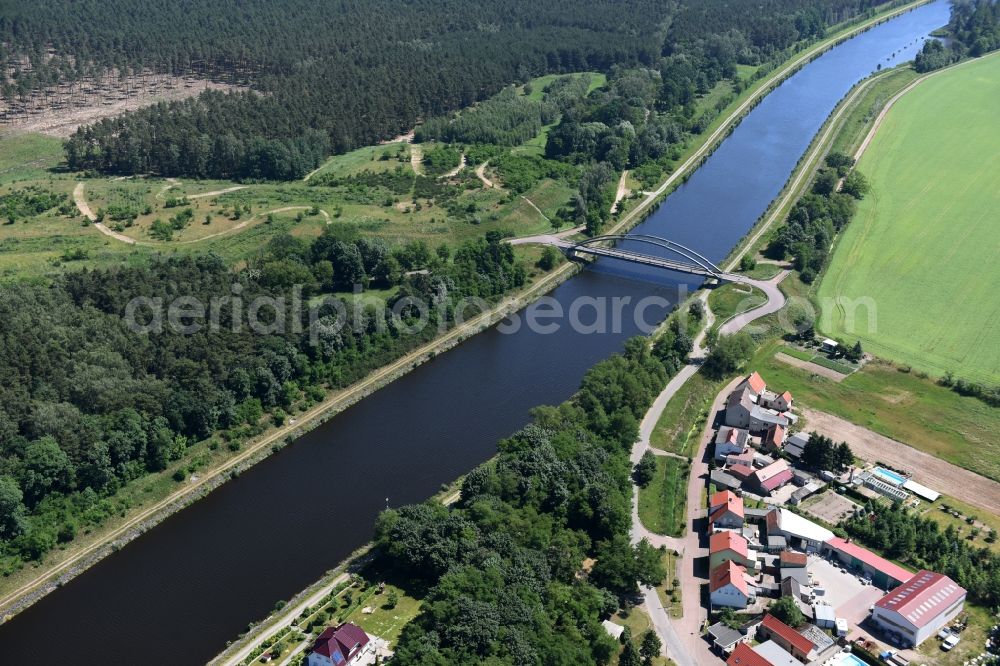 Aerial photograph Kade - Deposition surface and Kader bridge over the Elbe-Havel-Canel in the state Saxony-Anhalt