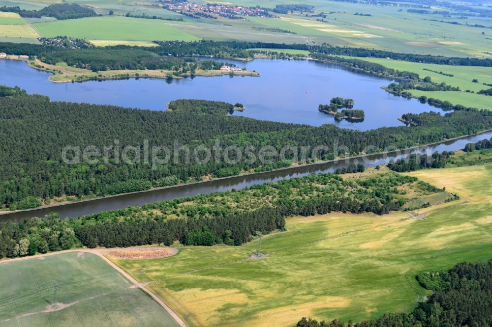 Niegripp from the bird's eye view: Deposition surfaces near by the Niegripp-Detershagen bridge over the Elbe-Havel-Canel in the state Saxony-Anhalt