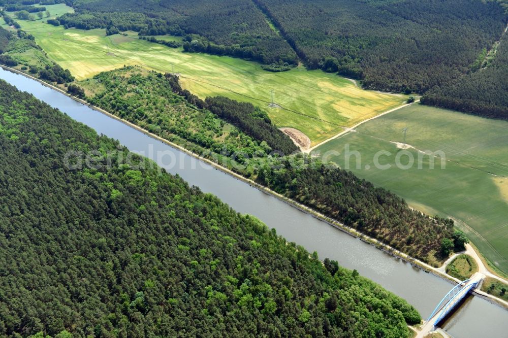 Aerial image Niegripp - Deposition surfaces near by the Niegripp-Detershagen bridge over the Elbe-Havel-Canel in the state Saxony-Anhalt