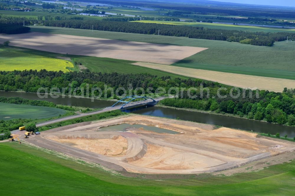 Aerial image Parchau - Deposition area on the banks of the Elbe-Havel Canal at Parchau in Saxony-Anhalt