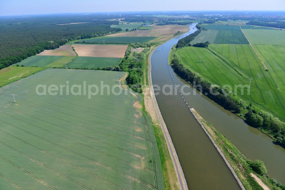 Aerial image Parchau - Deposition area on the banks of the Elbe-Havel Canal at Parchau in Saxony-Anhalt