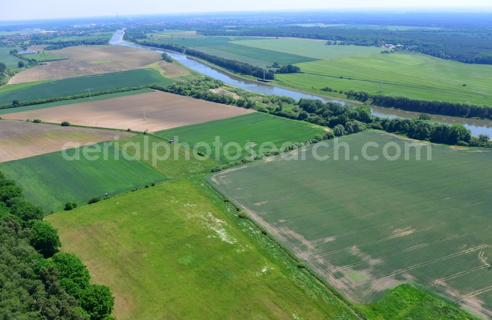 Aerial photograph Parchau - Deposition area on the banks of the Elbe-Havel Canal at Parchau in Saxony-Anhalt