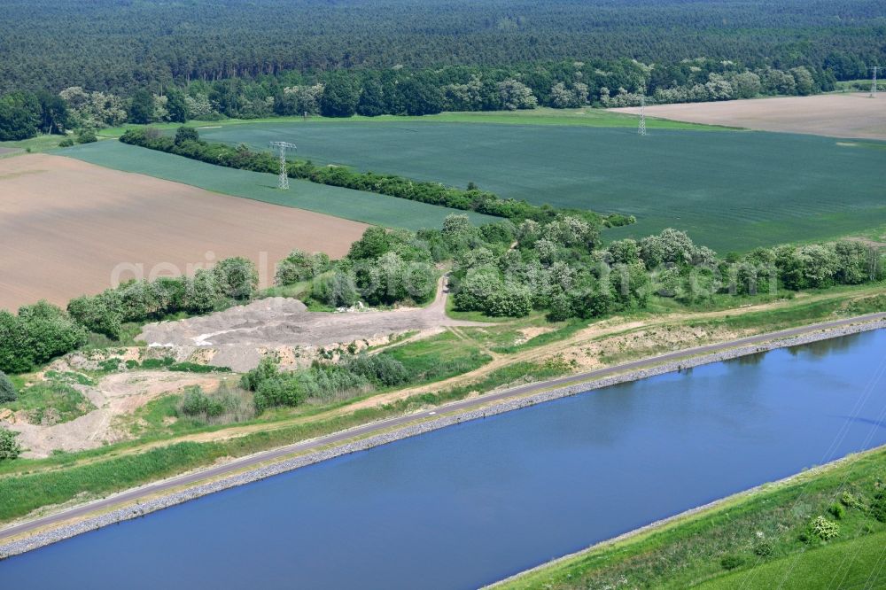 Aerial image Parchau - Deposition area on the banks of the Elbe-Havel Canal at Parchau in Saxony-Anhalt