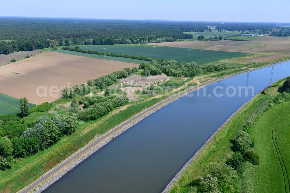 Aerial photograph Parchau - Deposition area on the banks of the Elbe-Havel Canal at Parchau in Saxony-Anhalt