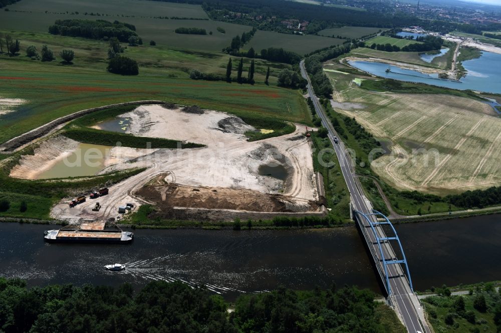 Aerial photograph Parchau - Deposition area on the banks of the Elbe-Havel Canal at Parchau in Saxony-Anhalt