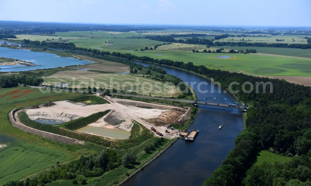 Aerial photograph Parchau - Deposition area on the banks of the Elbe-Havel Canal at Parchau in Saxony-Anhalt