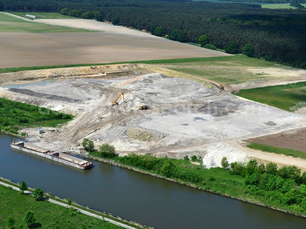 Bergzow from above - Deposition surfaces in Bergzow on the Elbe-Havel Canal in the state of Saxony-Anhalt