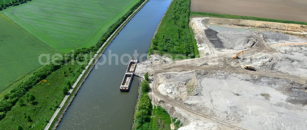 Bergzow from the bird's eye view: Deposition surfaces in Bergzow on the Elbe-Havel Canal in the state of Saxony-Anhalt