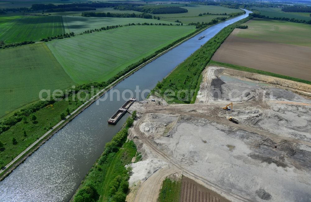 Aerial image Bergzow - Deposition surfaces in Bergzow on the Elbe-Havel Canal in the state of Saxony-Anhalt