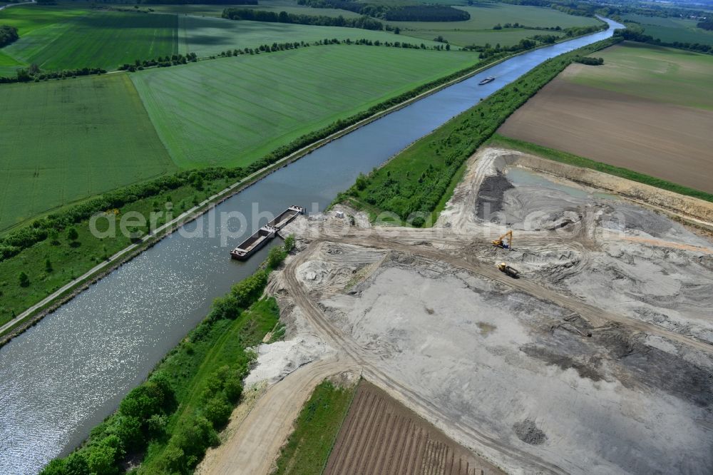 Aerial photograph Bergzow - Deposition surfaces in Bergzow on the Elbe-Havel Canal in the state of Saxony-Anhalt