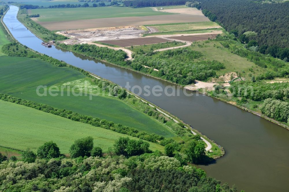 Aerial image Bergzow - Deposition surfaces in Bergzow on the Elbe-Havel Canal in the state of Saxony-Anhalt