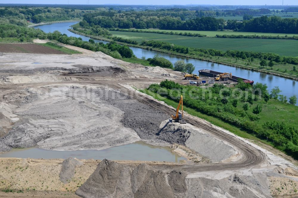 Bergzow from above - Deposition surfaces in Bergzow on the Elbe-Havel Canal in the state of Saxony-Anhalt