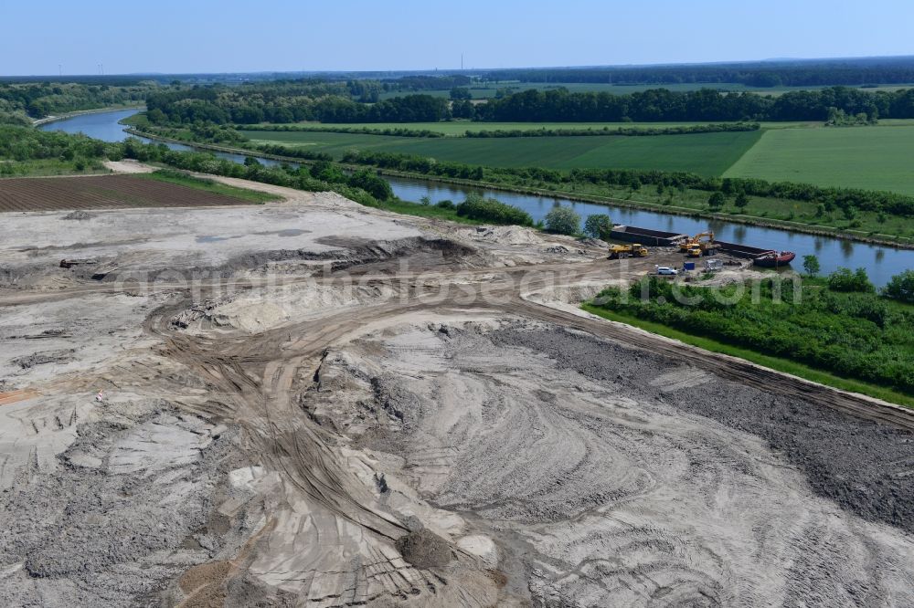 Aerial image Bergzow - Deposition surfaces in Bergzow on the Elbe-Havel Canal in the state of Saxony-Anhalt