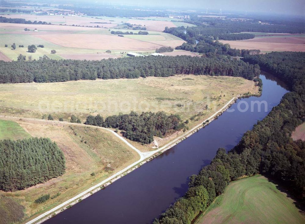 Zerben from the bird's eye view: Blick auf die Ablagerungsflächen an der Schleuse Zerben am Elbe-Havel-Kanal . Ein Ausbauprojekt des Wasserstraßenneubauamtes Magdeburg.