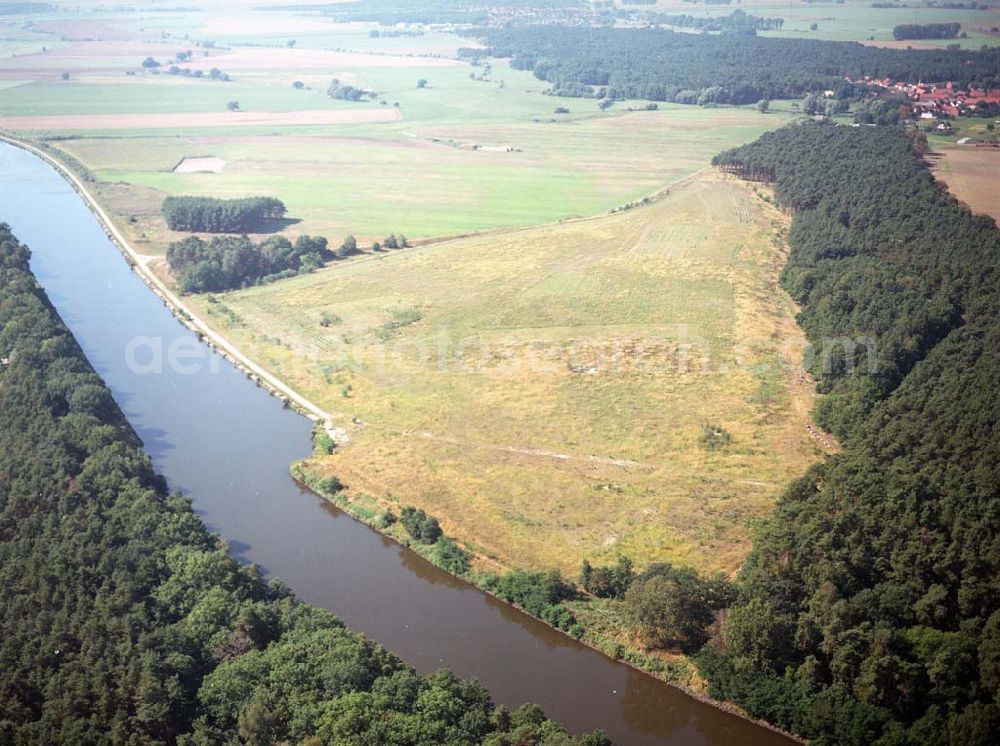 Aerial photograph Zerben - Blick auf die Ablagerungsflächen an der Schleuse Zerben am Elbe-Havel-Kanal . Ein Ausbauprojekt des Wasserstraßenneubauamtes Magdeburg.