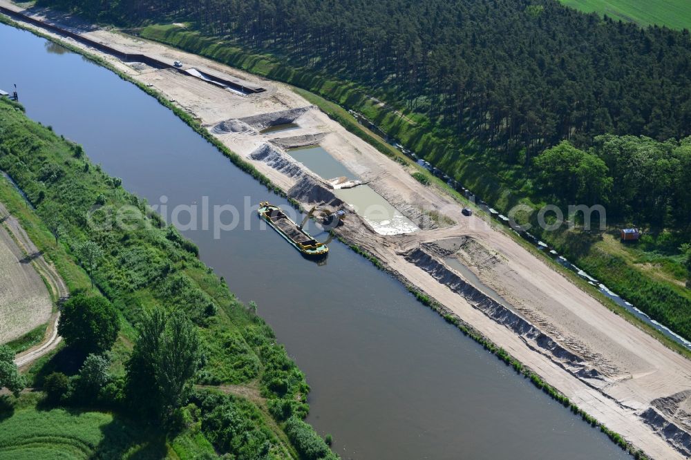 Elbe-Parey from above - Deposition surfaces at the riverside of the Elbe-Havel Canal near by Ihleburg in Saxony-Anhalt