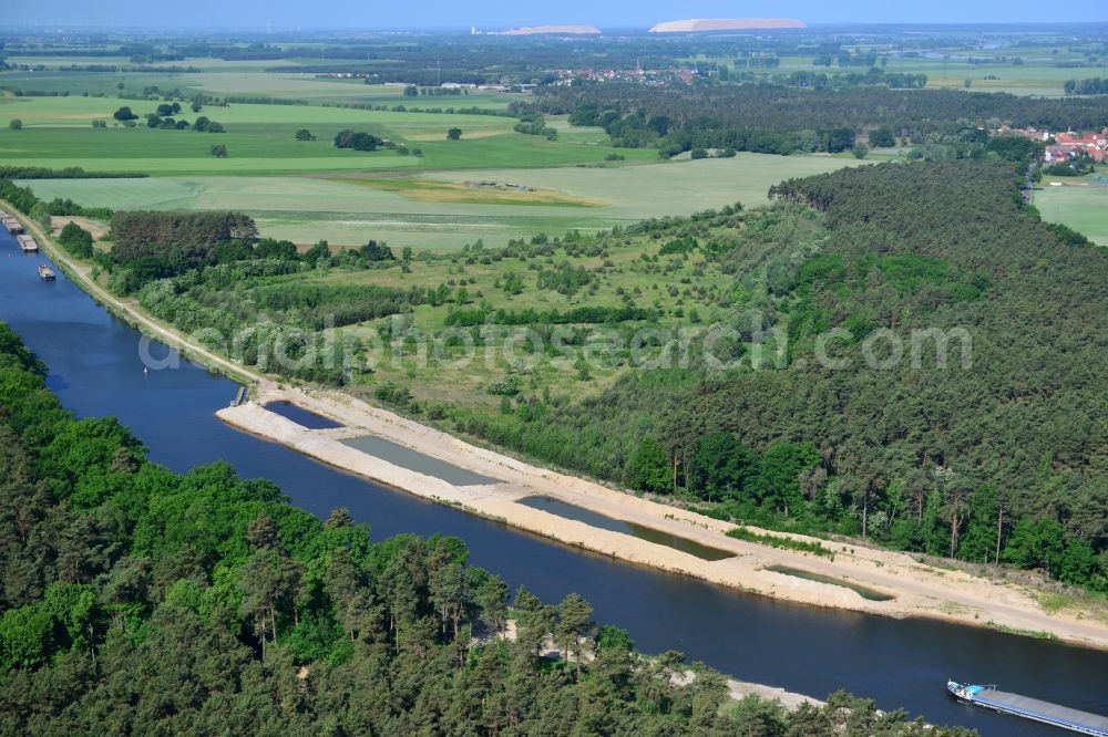 Burg (bei Magdeburg) from above - Deposition surfaces at the riverside of the Elbe-Havel Canal near by Ihleburg in Saxony-Anhalt