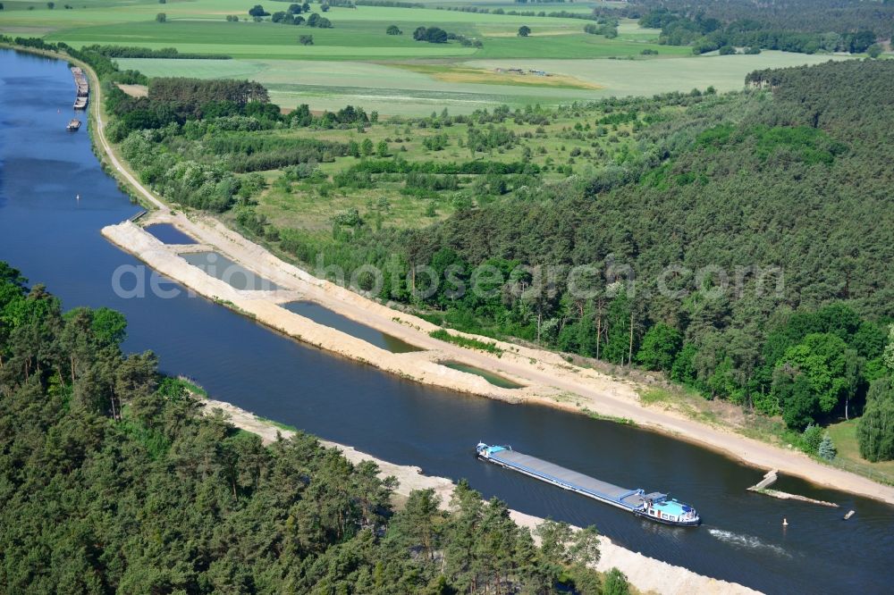 Burg (bei Magdeburg) from the bird's eye view: Deposition surfaces at the riverside of the Elbe-Havel Canal near by Ihleburg in Saxony-Anhalt