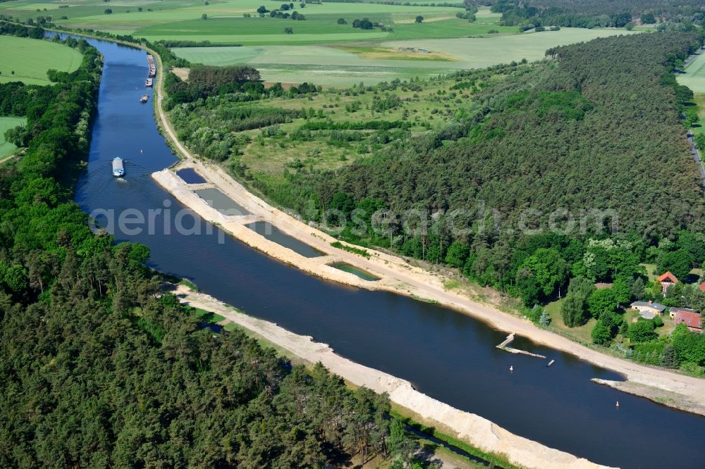 Aerial image Burg (bei Magdeburg) - Deposition surfaces at the riverside of the Elbe-Havel Canal near by Ihleburg in Saxony-Anhalt