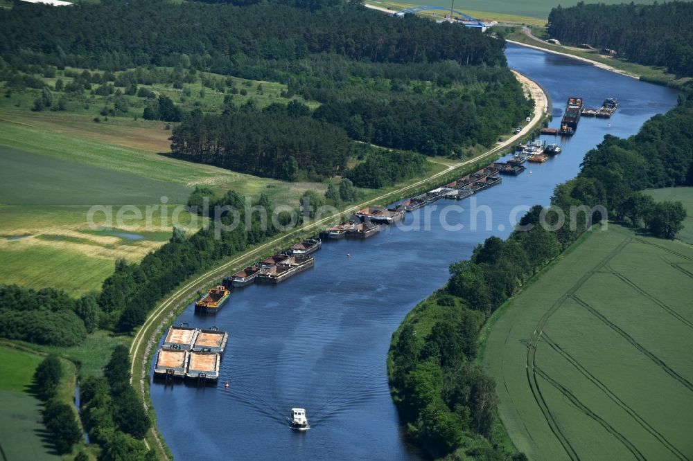 Ihleburg from the bird's eye view: Deposition surfaces at the riverside of the Elbe-Havel Canal near by Ihleburg in Saxony-Anhalt