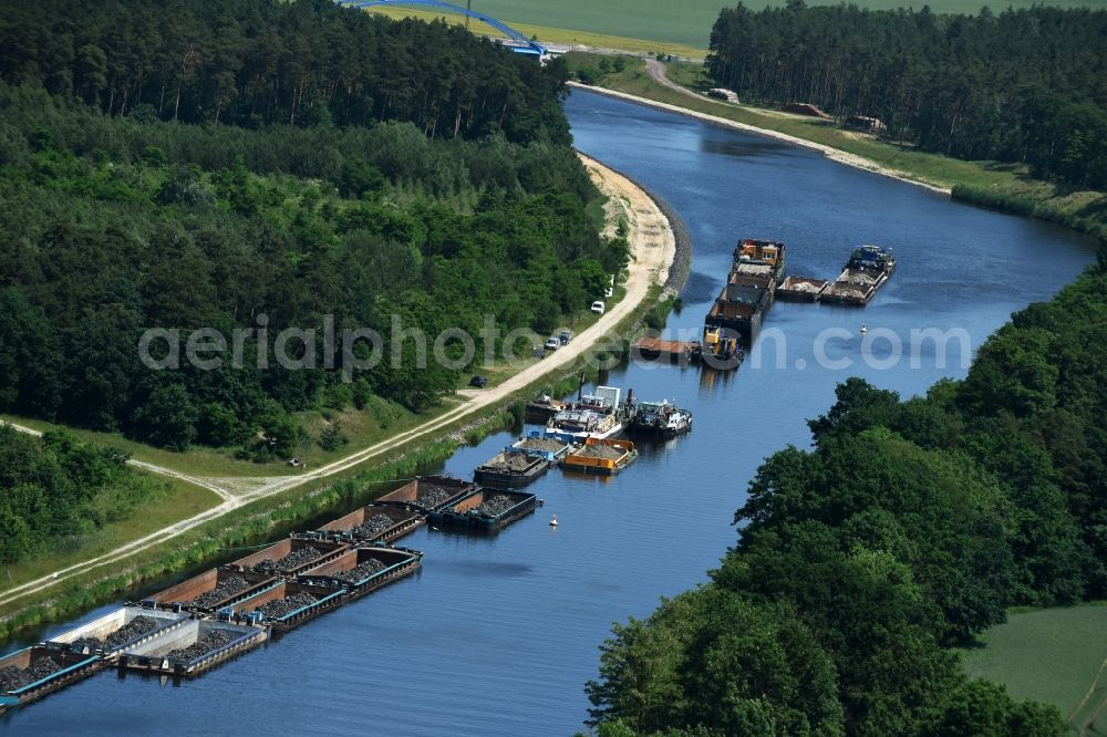 Ihleburg from above - Deposition surfaces at the riverside of the Elbe-Havel Canal near by Ihleburg in Saxony-Anhalt