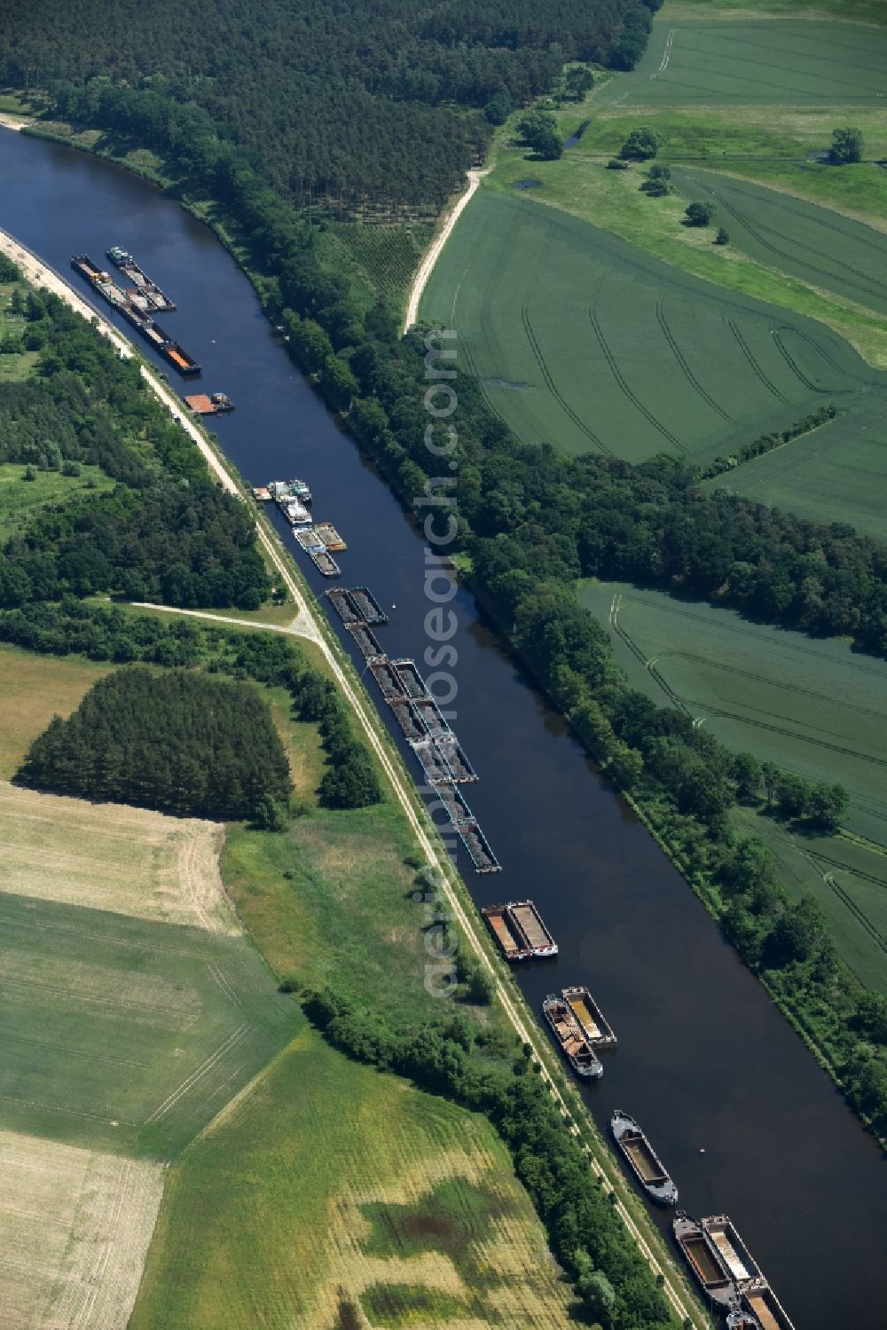 Aerial image Ihleburg - Deposition surfaces at the riverside of the Elbe-Havel Canal near by Ihleburg in Saxony-Anhalt