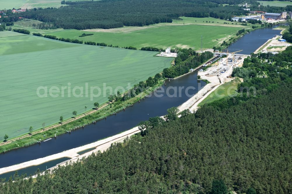 Aerial image Elbe-Parey - Deposition surfaces at the riverside of the Elbe-Havel Canal between the Ihleburger bridge and the Zerben sluice in Saxony-Anhalt