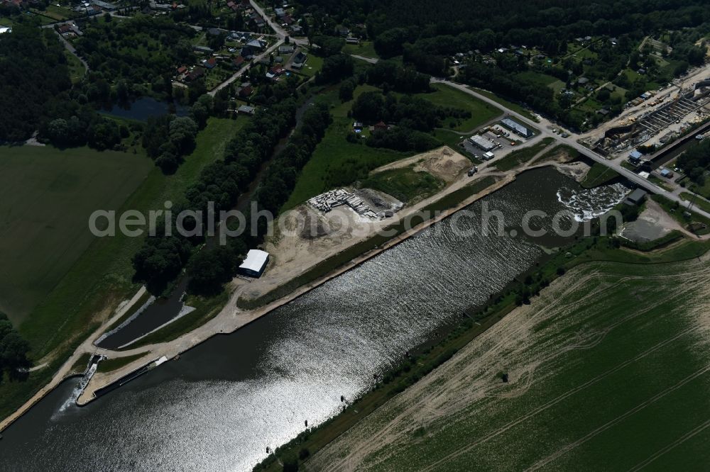 Elbe-Parey from above - Deposition surfaces at the riverside of the Elbe-Havel Canal between the Ihleburger bridge and the Zerben sluice in Saxony-Anhalt