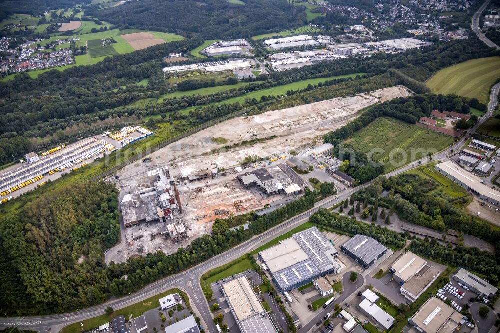 Aerial photograph Hagen - Demolition and unsealing work on the concrete surfaces of Dolomitwerke for the construction of an industrial area on street Dolomitstrasse in Hagen at Ruhrgebiet in the state North Rhine-Westphalia, Germany