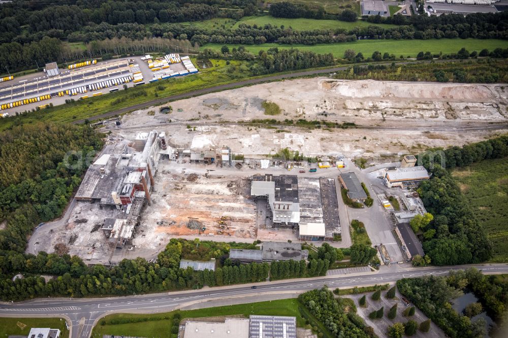 Hagen from above - Demolition and unsealing work on the concrete surfaces of Dolomitwerke for the construction of an industrial area on street Dolomitstrasse in Hagen at Ruhrgebiet in the state North Rhine-Westphalia, Germany