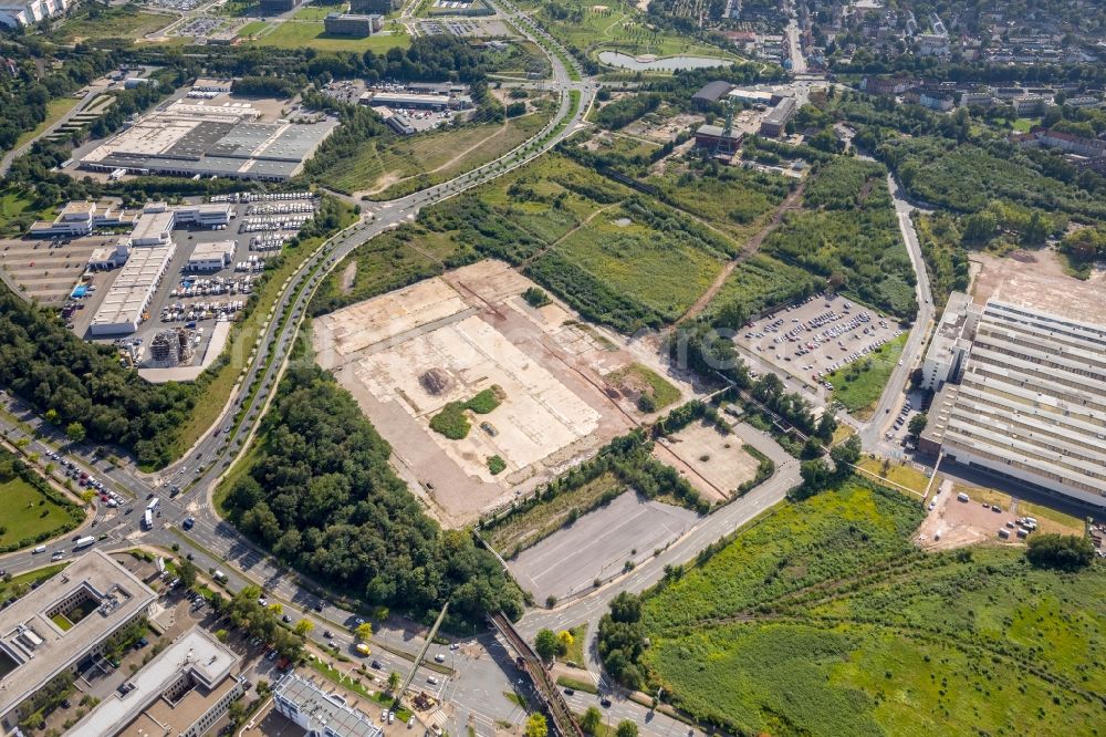 Aerial image Essen - Demolition and unsealing work on the concrete surfaces on Gebiet of Kruppguertels along the Helenenstrasse in Essen in the state North Rhine-Westphalia, Germany