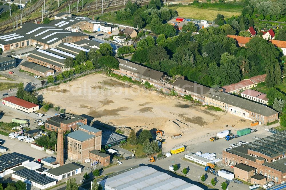 Aerial image Rostock - Demolition and unsealing work on the site of the former diesel engine plant in Rostock in Mecklenburg-Vorpommern, Germany