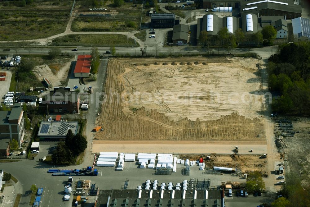 Aerial photograph Rostock - Demolition and unsealing work on the site of the former diesel engine plant in Rostock in Mecklenburg-Vorpommern, Germany