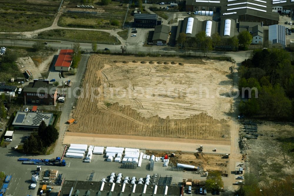 Rostock from above - Demolition and unsealing work on the site of the former diesel engine plant in Rostock in Mecklenburg-Vorpommern, Germany