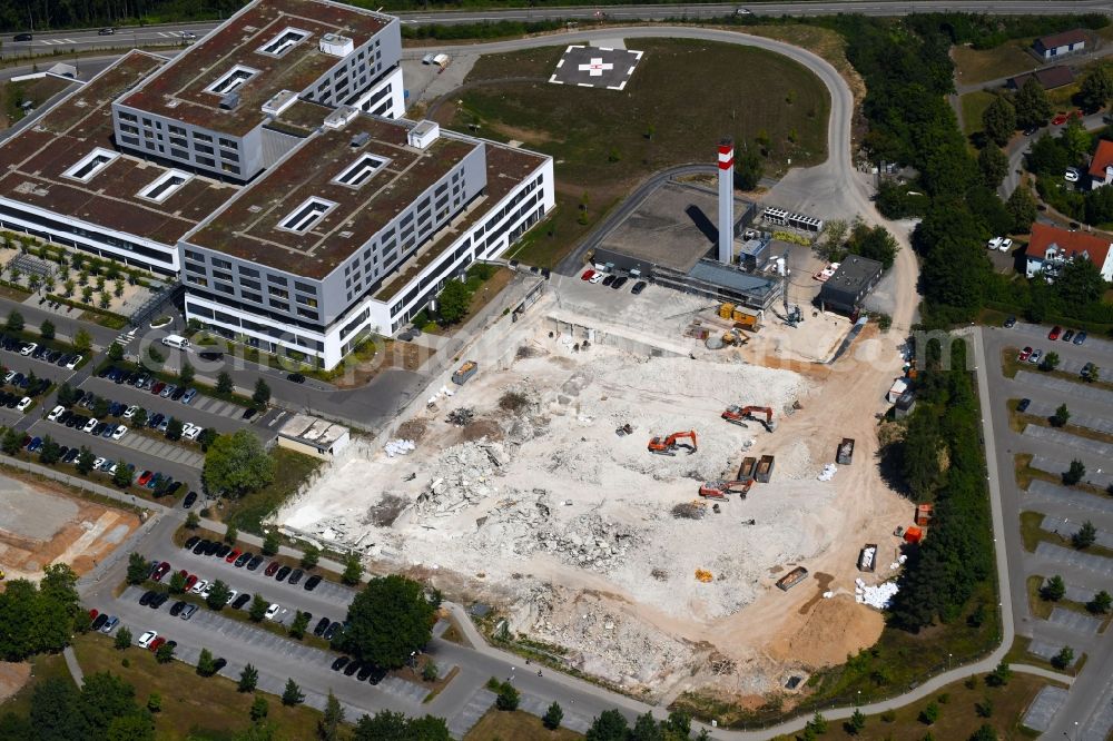 Bad Friedrichshall from above - Demolition and unsealing work on the concrete surfaces of SLK Klinikum on Plattenwald in Bad Friedrichshall in the state Baden-Wurttemberg, Germany