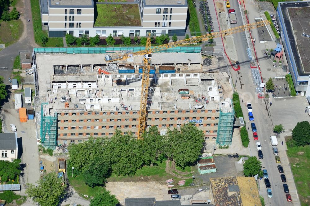 Leipzig from above - View of the construction site for demolition of the old bed of the house at the University Hospital in Leipzig, Liebig Street in Saxony