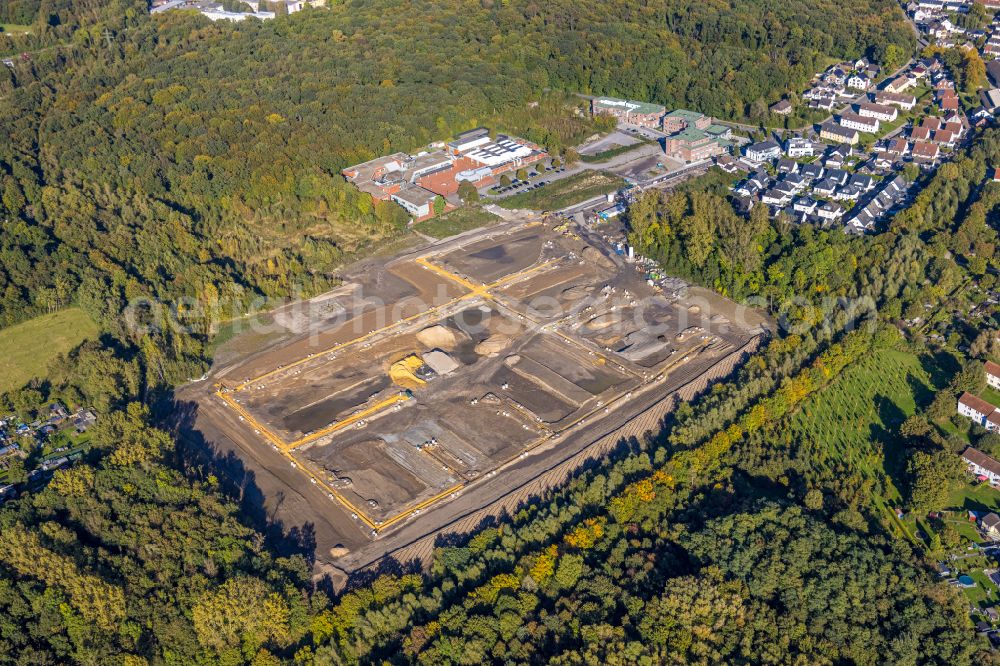 Aerial photograph Bergkamen - Demolition and dismantling of the conveyor systems and mining shaft systems on the headframe of the mine and colliery Zeche Monopol Schacht Grimberg on street Kleiweg in Bergkamen at Ruhrgebiet in the state North Rhine-Westphalia, Germany