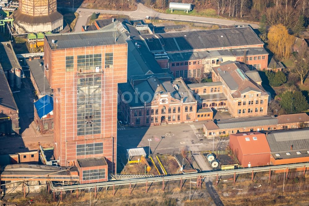 Aerial image Hamm - Demolition and dismantling conveyors and mining pits at the headframe Zeche Heinrich Robert in the district Wiescherhoefen in Hamm in the state North Rhine-Westphalia, Germany