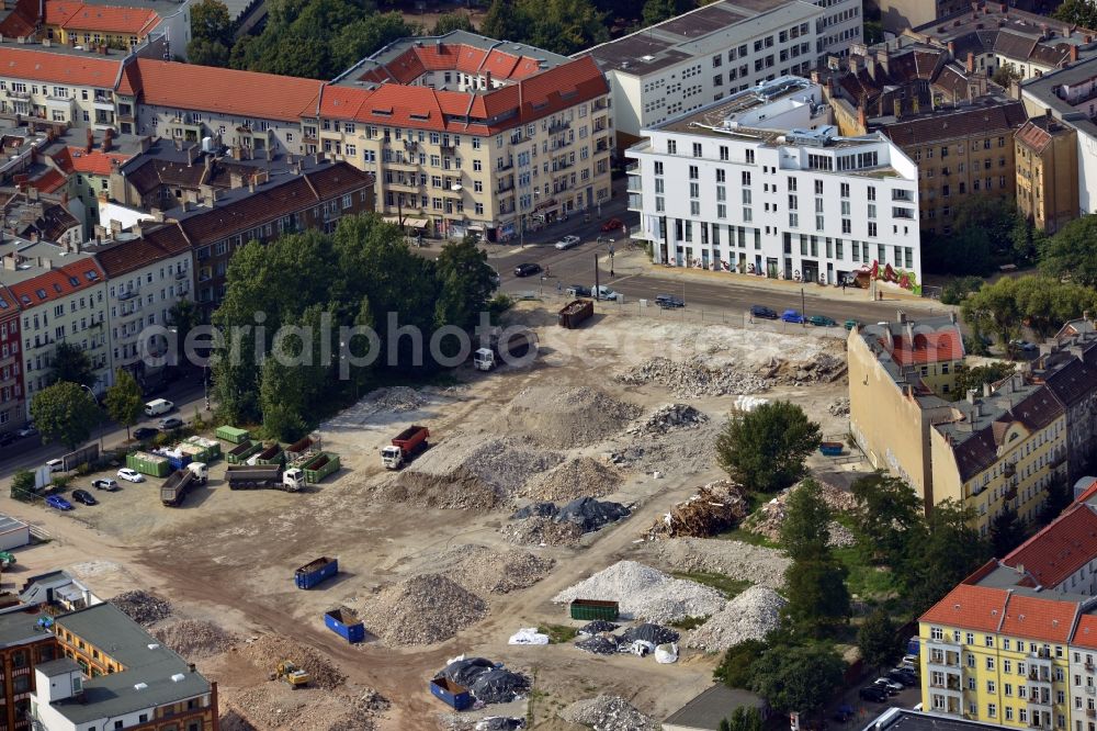 Berlin from above - View at the site of the demolished former company building of the Freudenberg Sealing Products GmbH & Co. in Berlin Friedrichshain at the Boxhagener Street