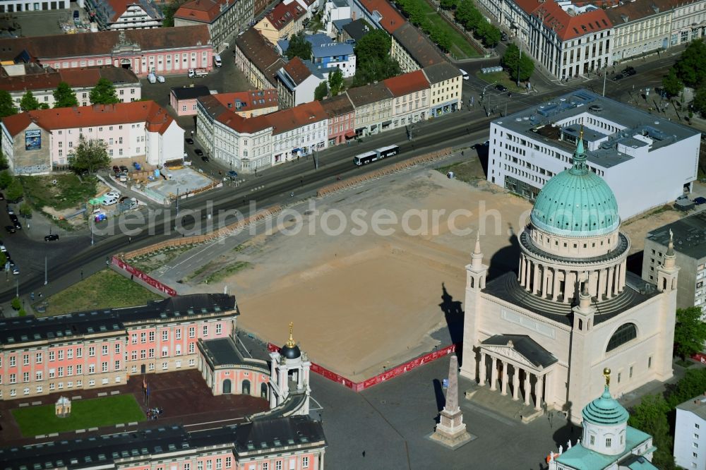 Aerial photograph Potsdam - Demolition of the former school building of Fachhochschule Potsdam on Friedrich-Ebert-Strasse in Potsdam in the state Brandenburg, Germany