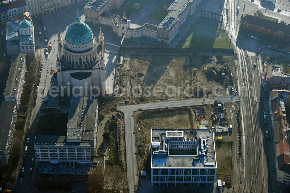 Aerial image Potsdam - Demolition of the former school building of Fachhochschule Potsdam on Friedrich-Ebert-Strasse in Potsdam in the state Brandenburg, Germany