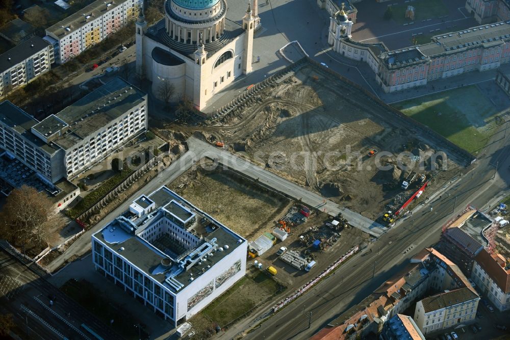 Aerial photograph Potsdam - Demolition of the former school building of Fachhochschule Potsdam on Friedrich-Ebert-Strasse in Potsdam in the state Brandenburg, Germany