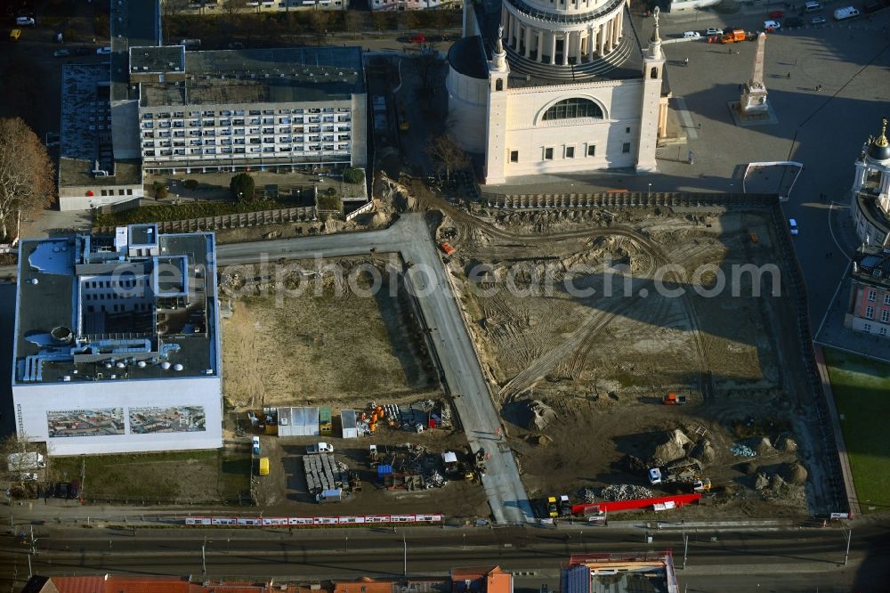 Potsdam from above - Demolition of the former school building of Fachhochschule Potsdam on Friedrich-Ebert-Strasse in Potsdam in the state Brandenburg, Germany